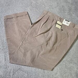 Newbridge Mens 36x30 Dress Pants Tan Double Pleated Cuffed Viscose Blend New